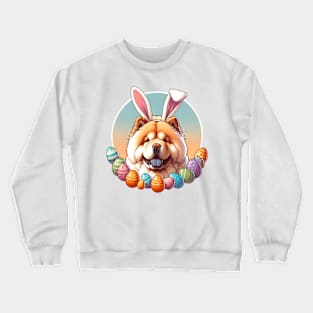 Chow Chow with Bunny Ears Welcomes Easter Joy Crewneck Sweatshirt